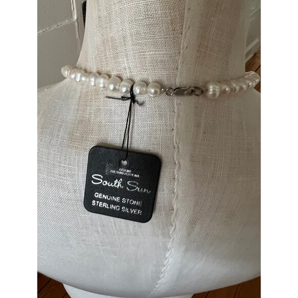 Pearl and Amethyst Stone Three stand Statement necklace sterling 925 - Picture 4 of 5